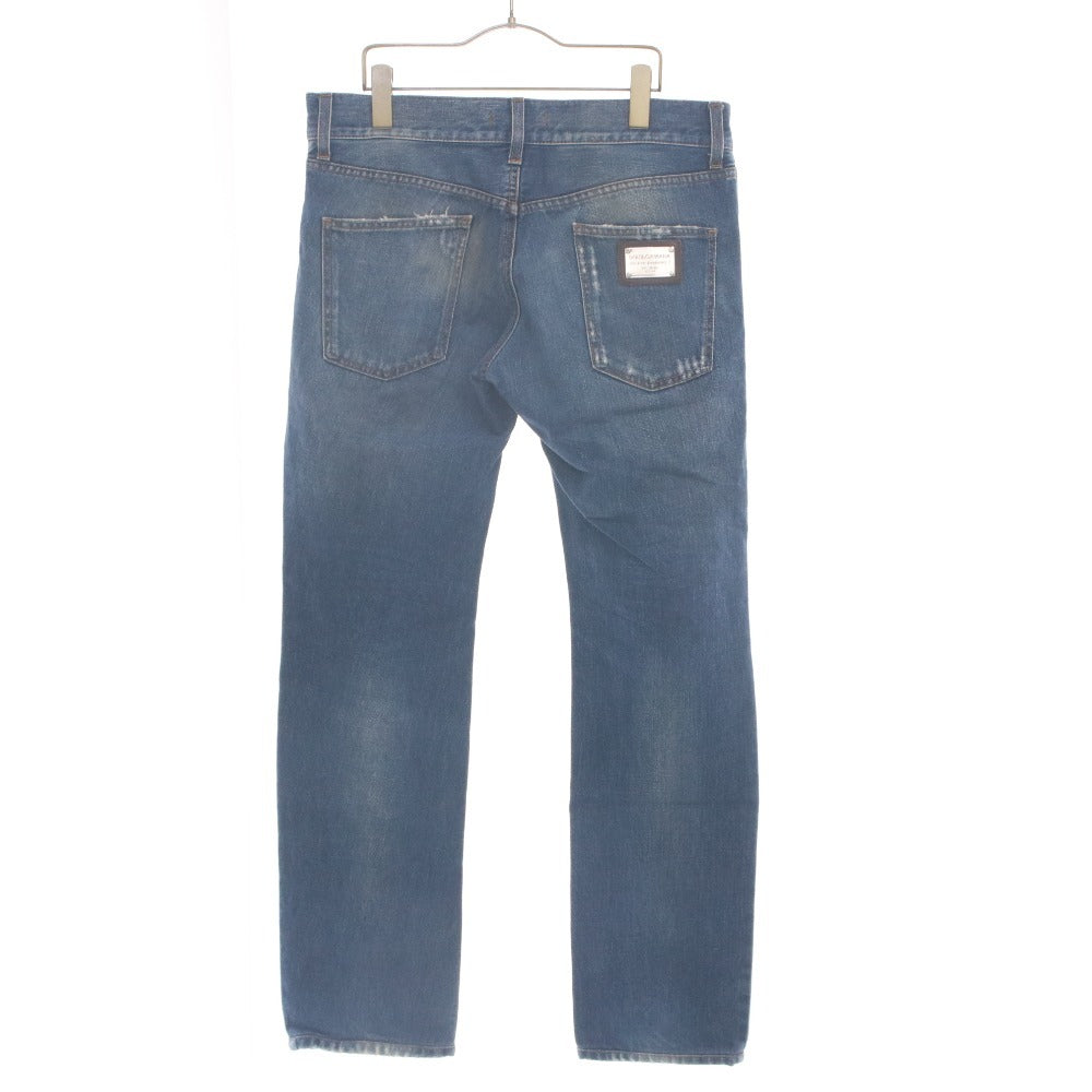 ■ ドルチェアンドガッバーナ DOLCE & GABBANA デニムパンツ ジーンズ ボトムス スリムテーパード ダメージ加工 メンズ48(L相当）ブルー系