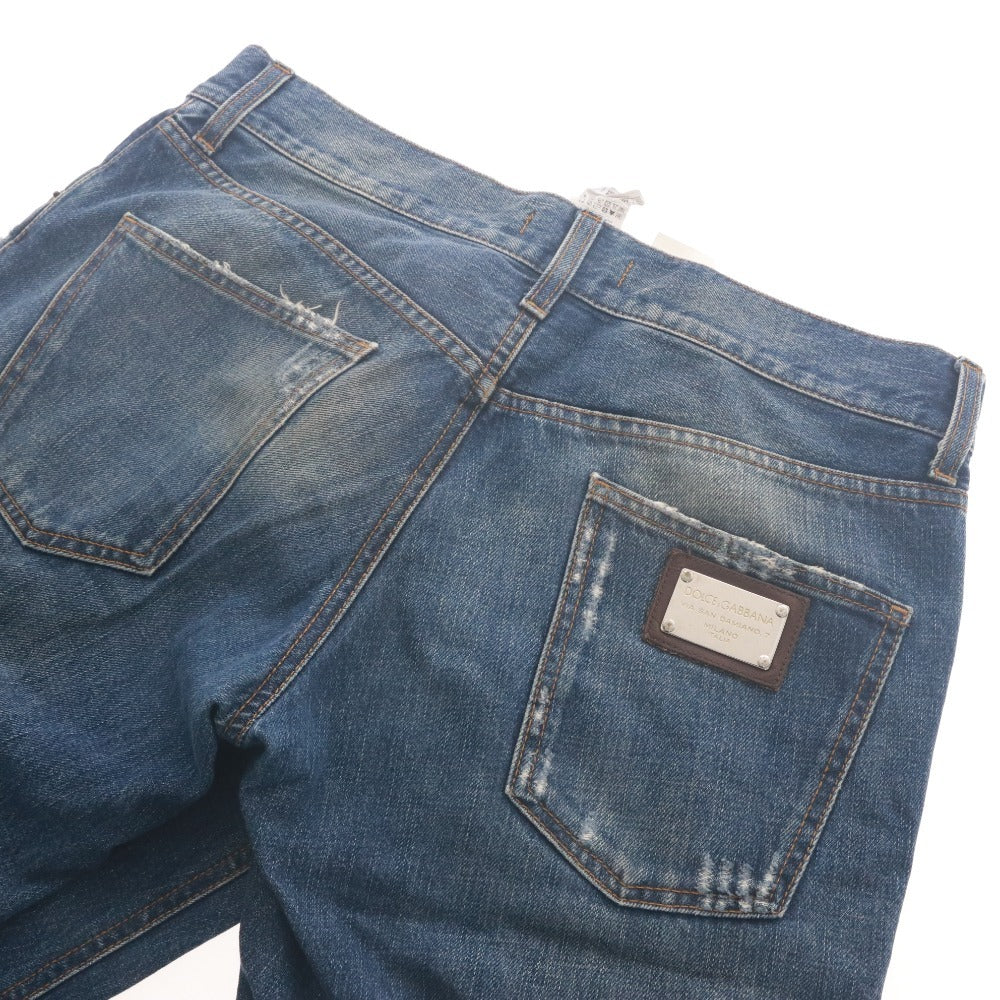 ■ ドルチェアンドガッバーナ DOLCE & GABBANA デニムパンツ ジーンズ ボトムス スリムテーパード ダメージ加工 メンズ48(L相当）ブルー系