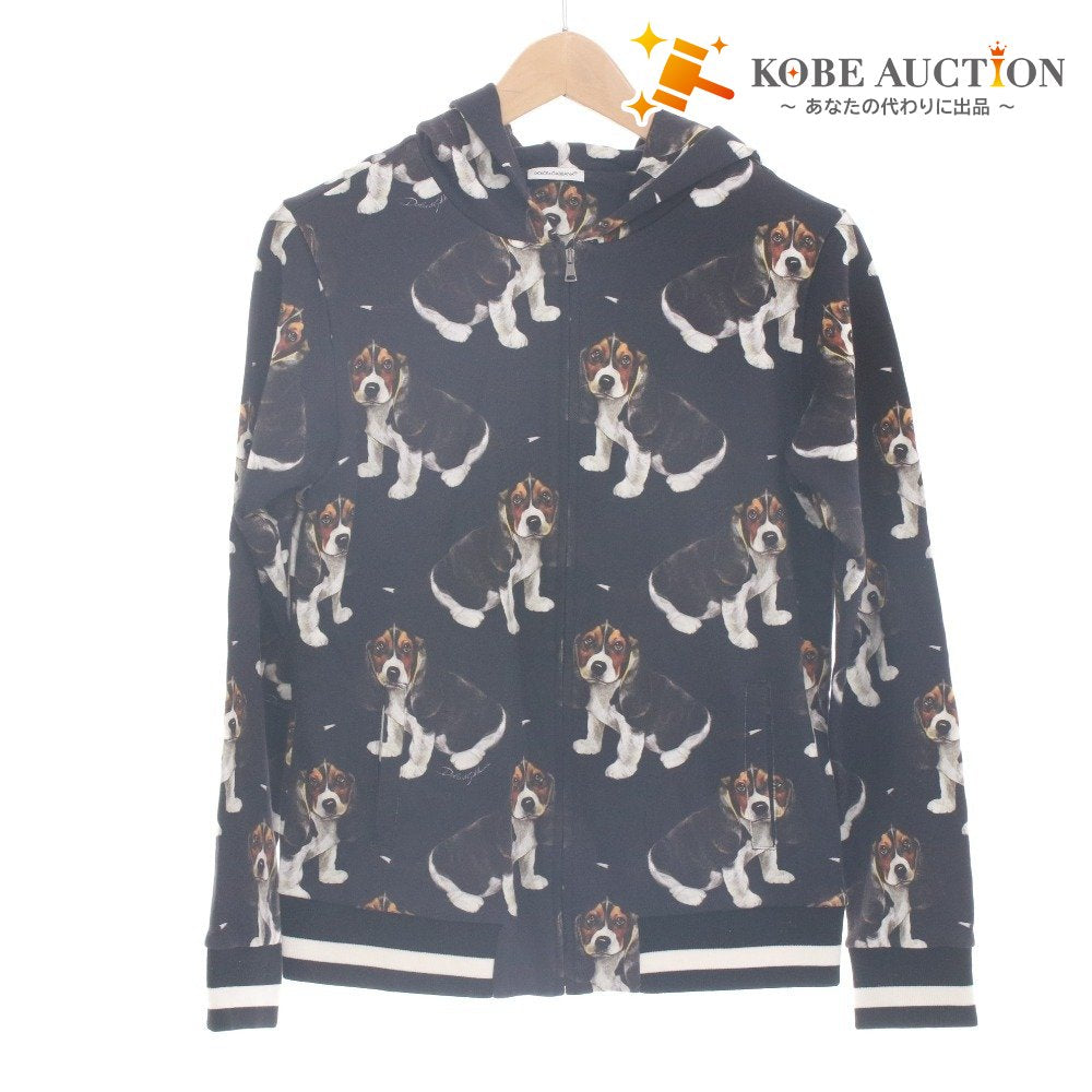 ■ ドルチェアンドガッバーナ DOLCE＆GABBANA パーカー ジップアップ トップス プリント キッズ ジュニア 11/12(144-156cm) ブラック系