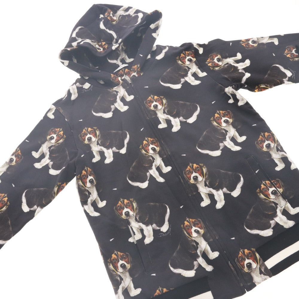 ■ ドルチェアンドガッバーナ DOLCE＆GABBANA パーカー ジップアップ トップス プリント キッズ ジュニア 11/12(144-156cm) ブラック系