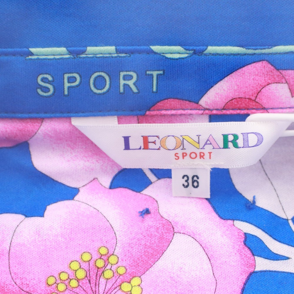 ■ レオナールスポーツ LEONARD SPORT ポロシャツ 半袖 トップス 花柄 フラワー カットソー レディース 36(S相当）ブルー タグ付き 未使用