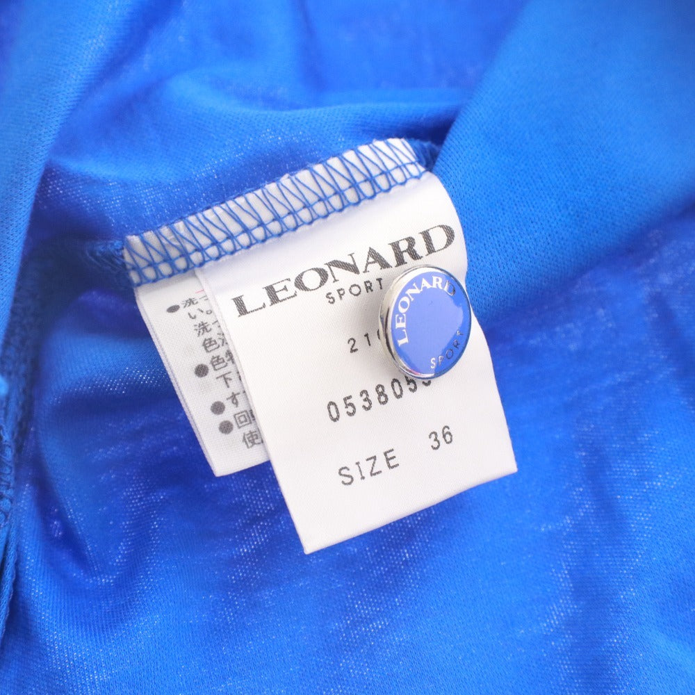 ■ レオナールスポーツ LEONARD SPORT ポロシャツ 半袖 トップス 花柄 フラワー カットソー レディース 36(S相当）ブルー タグ付き 未使用