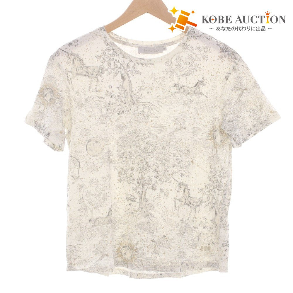 ■ クリスチャンディオール Tシャツ カットソー 半袖 トップス 総柄 ユニコーン キッズ ジュニア 12+(150cm相当） グレー ホワイト系