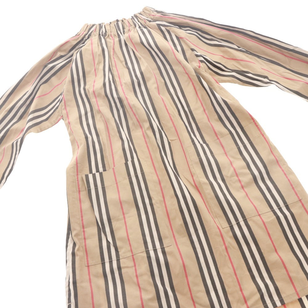 ■ バーバリー BURBERRY ワンピース 長袖 アイコンストライプ 子供服 キッズ ジュニア 10Y 140 ベージュ系 未使用 タグ付き