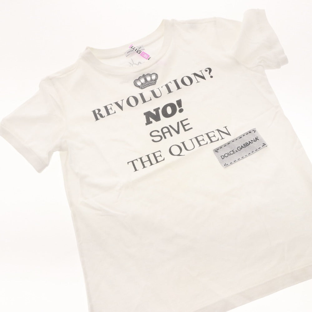 ■ ドルチェアンドガッバーナ DOLCE&GABBANA Tシャツ 半袖 トップス ラインストーン 子供服 キッズ ジュニア 9/10(132-143cm） ホワイト