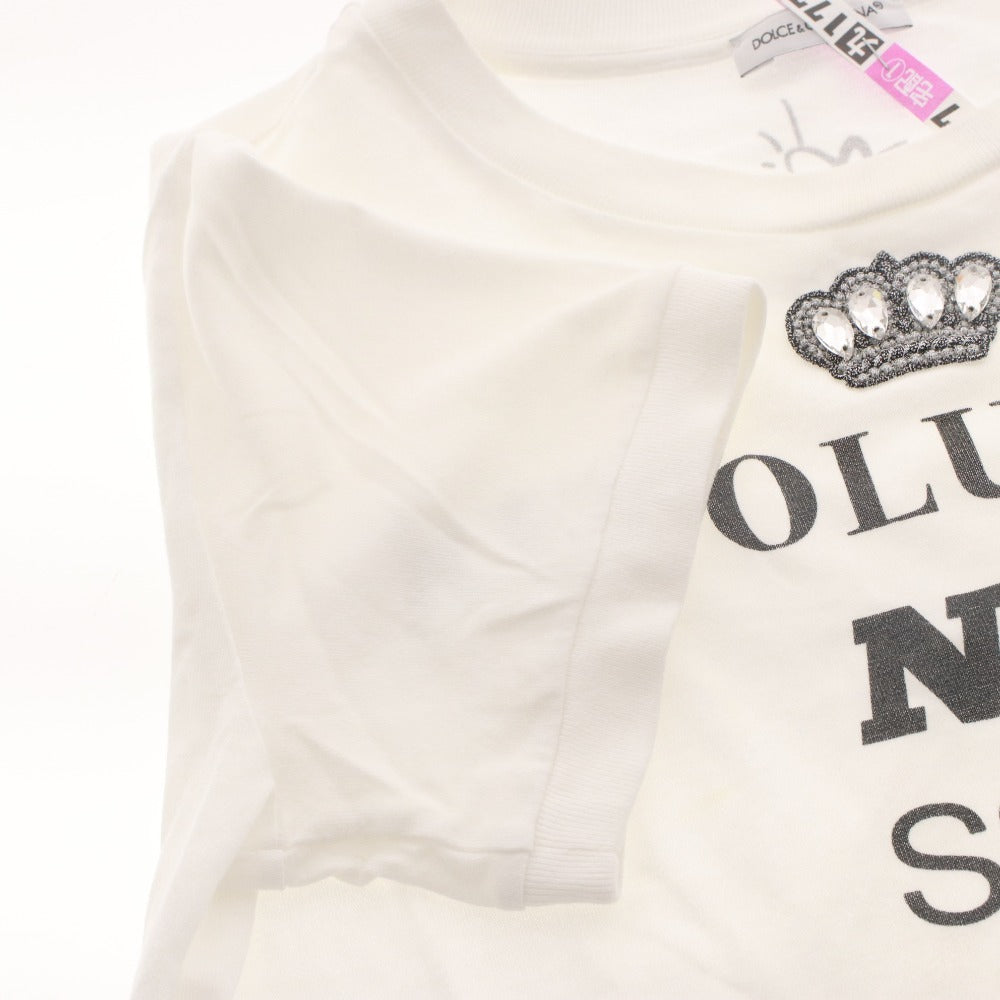 ■ ドルチェアンドガッバーナ DOLCE&GABBANA Tシャツ 半袖 トップス ラインストーン 子供服 キッズ ジュニア 9/10(132-143cm） ホワイト