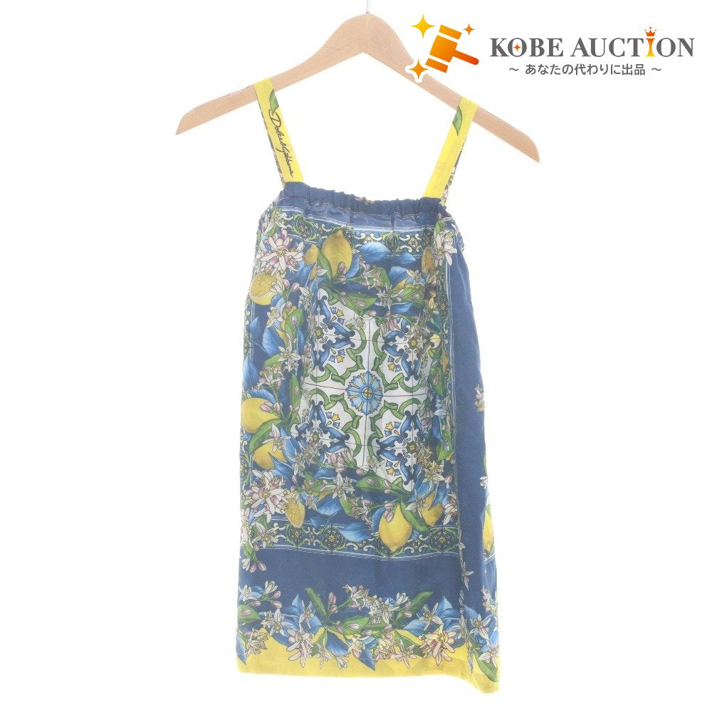 ■ ドルチェアンドガッバーナ DOLCE&GABBANA チュニック ノースリーブ トップス シルク 花 子供服 キッズ 9/10(132-143cm）マルチカラー