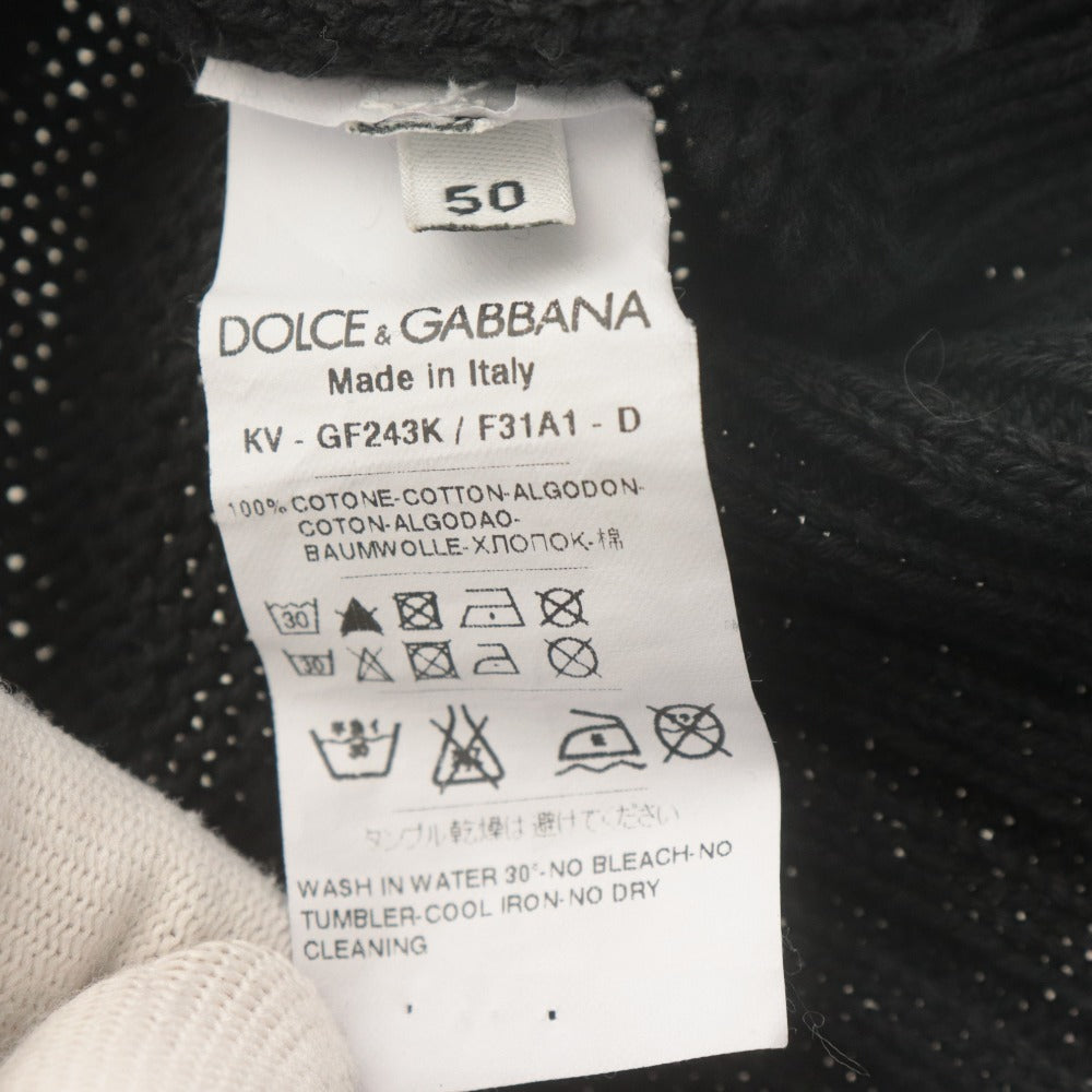 ■ DOLCE＆GABBANA ドルチェアンドガッバーナ セーター 長袖 トップス ニット Vネック コットン メンズ 50 ブラック