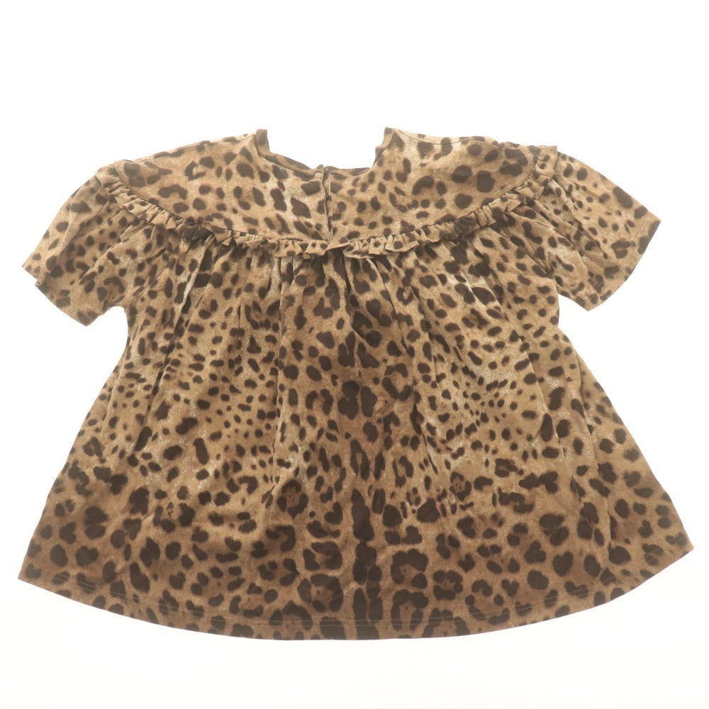 ■ ドルチェアンドガッバーナ Tシャツ 半袖 トップス フリル レオパード ひょう柄 子供服 キッズ ジュニア 9/10(132-143cm） ブラウン系