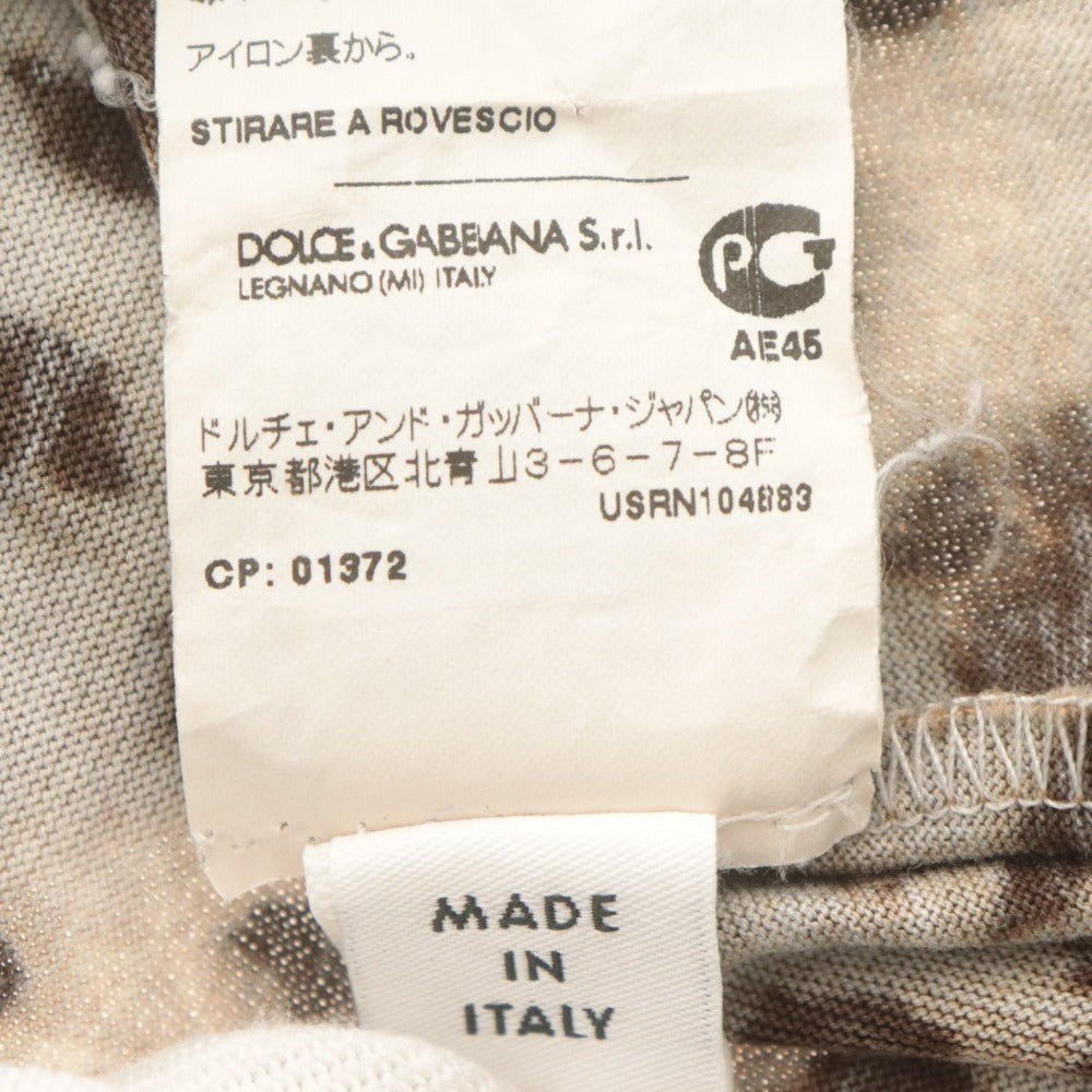 ■ ドルチェアンドガッバーナ Tシャツ 半袖 トップス フリル レオパード ひょう柄 子供服 キッズ ジュニア 9/10(132-143cm） ブラウン系