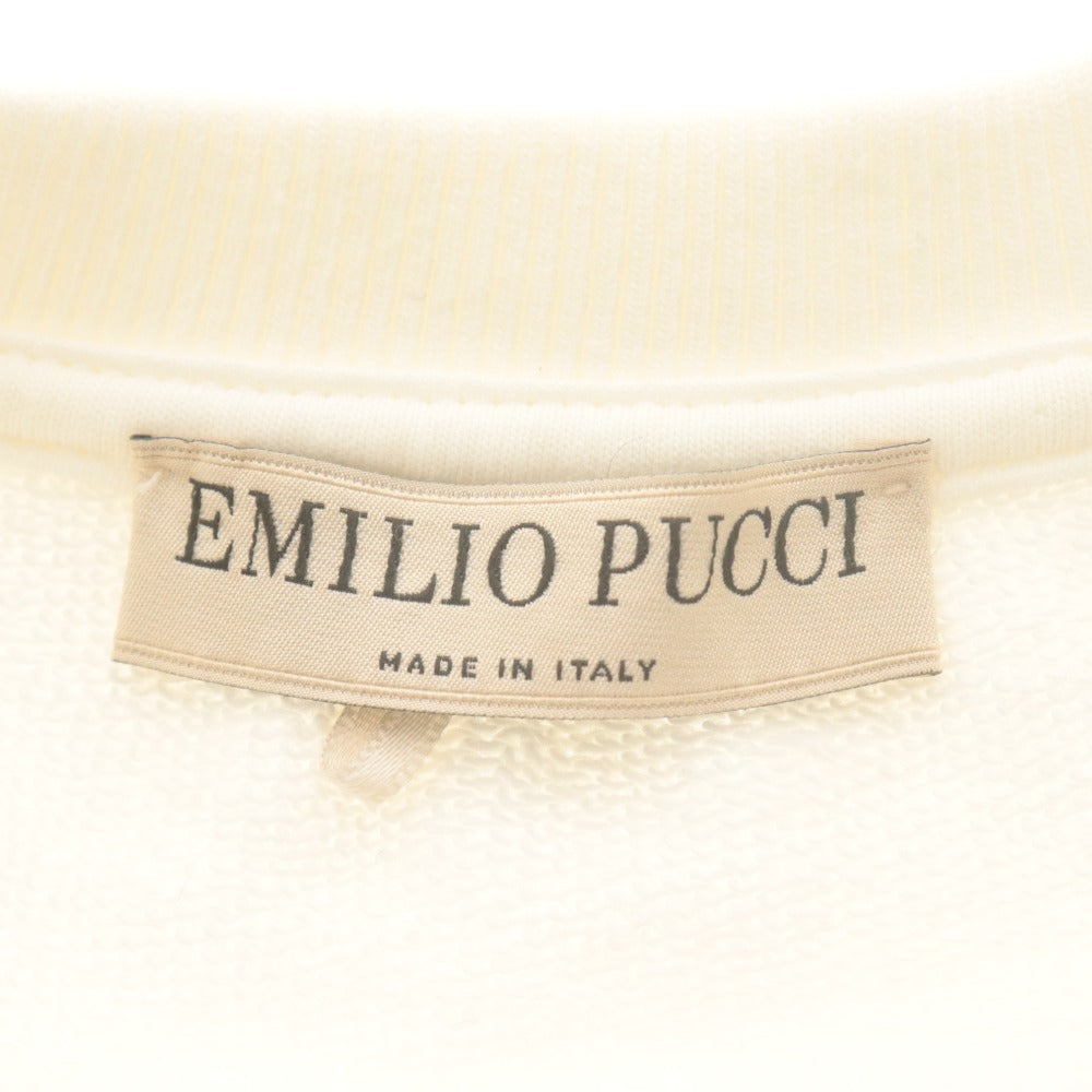 ■ EMILIO PUCCI エミリオプッチ トレーナー プルオーバー 長袖 トップス 刺繍 コットン レディース S ホワイト