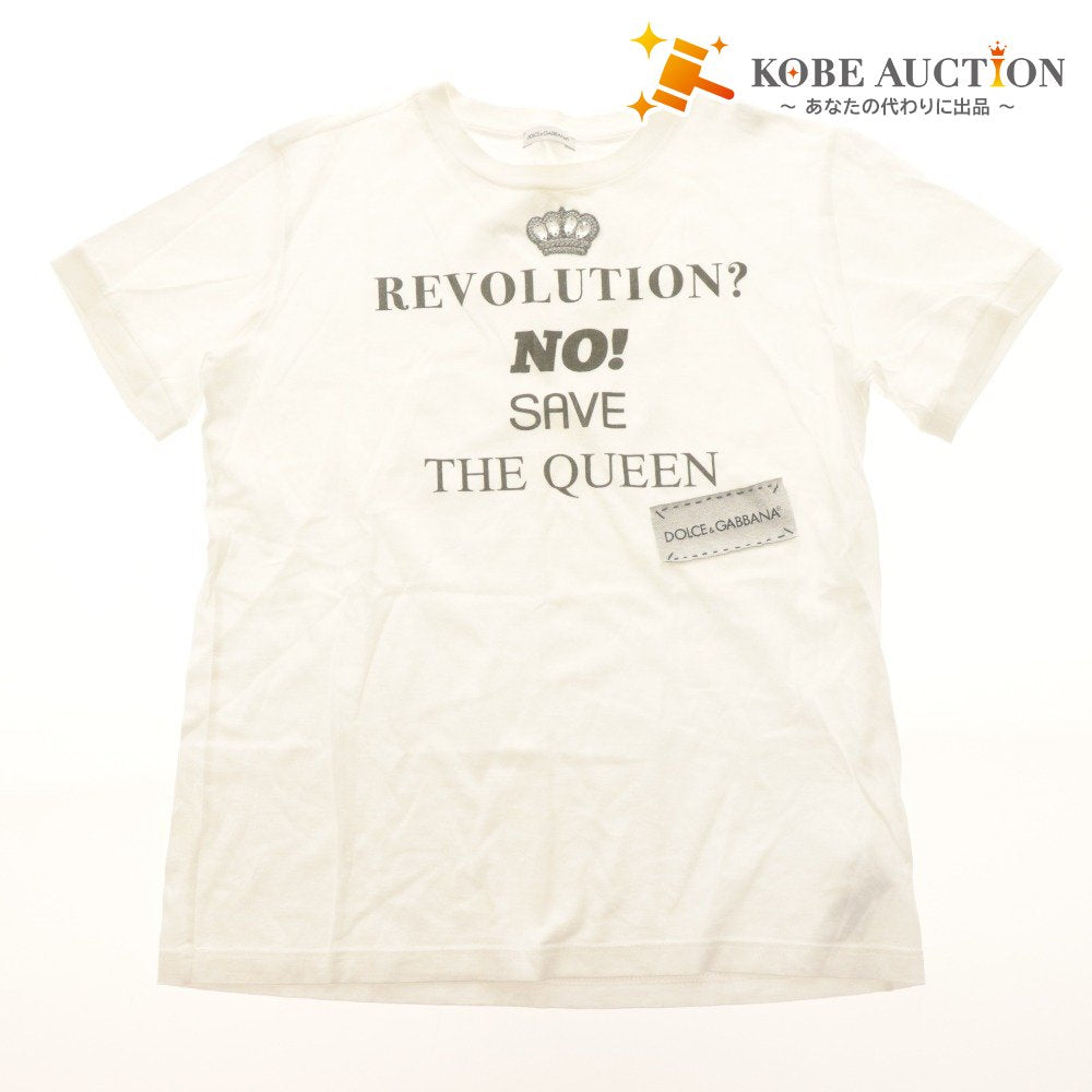 ■ ドルチェアンドガッバーナ DOLCE＆GABBANA Tシャツ トップス プリント ラインストーン キッズ ジュニア 11/12(144-156cm) ホワイト系
