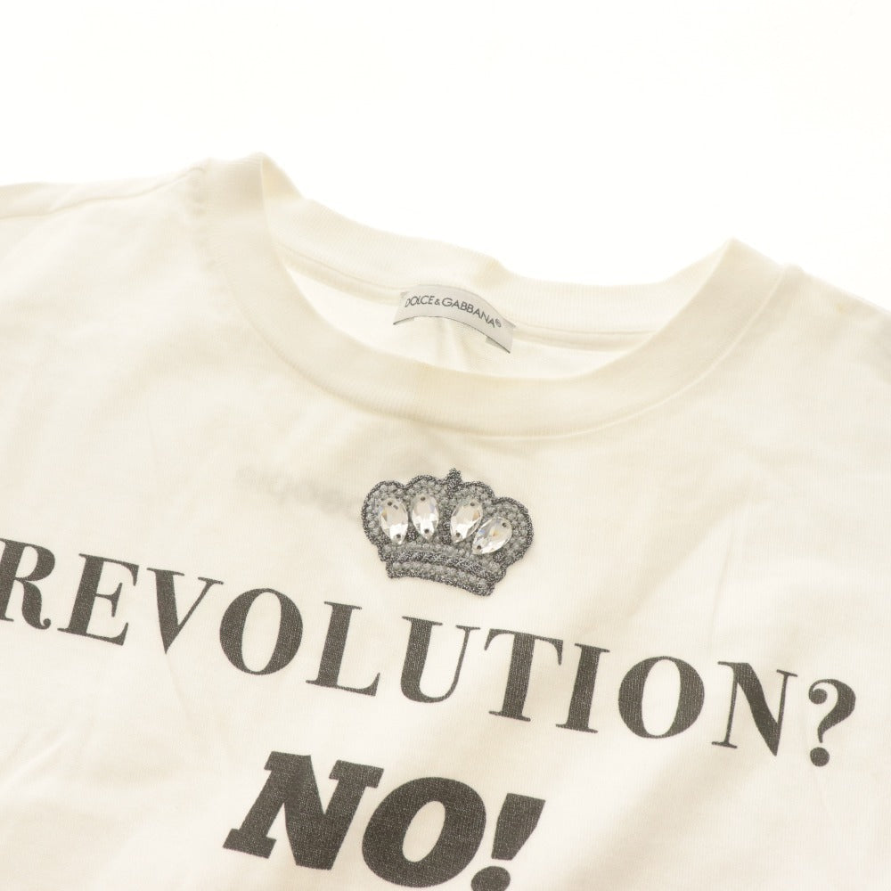 ■ ドルチェアンドガッバーナ DOLCE＆GABBANA Tシャツ トップス プリント ラインストーン キッズ ジュニア 11/12(144-156cm) ホワイト系