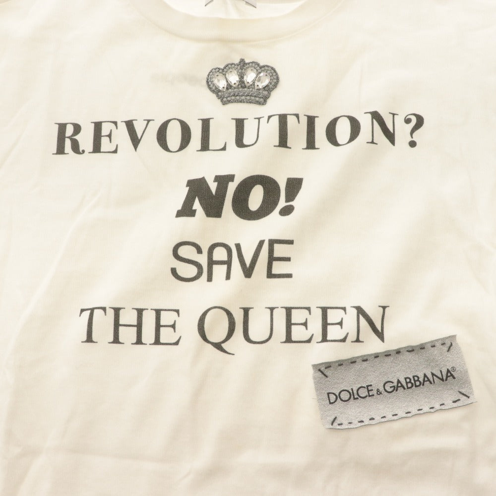 ■ ドルチェアンドガッバーナ DOLCE＆GABBANA Tシャツ トップス プリント ラインストーン キッズ ジュニア 11/12(144-156cm) ホワイト系