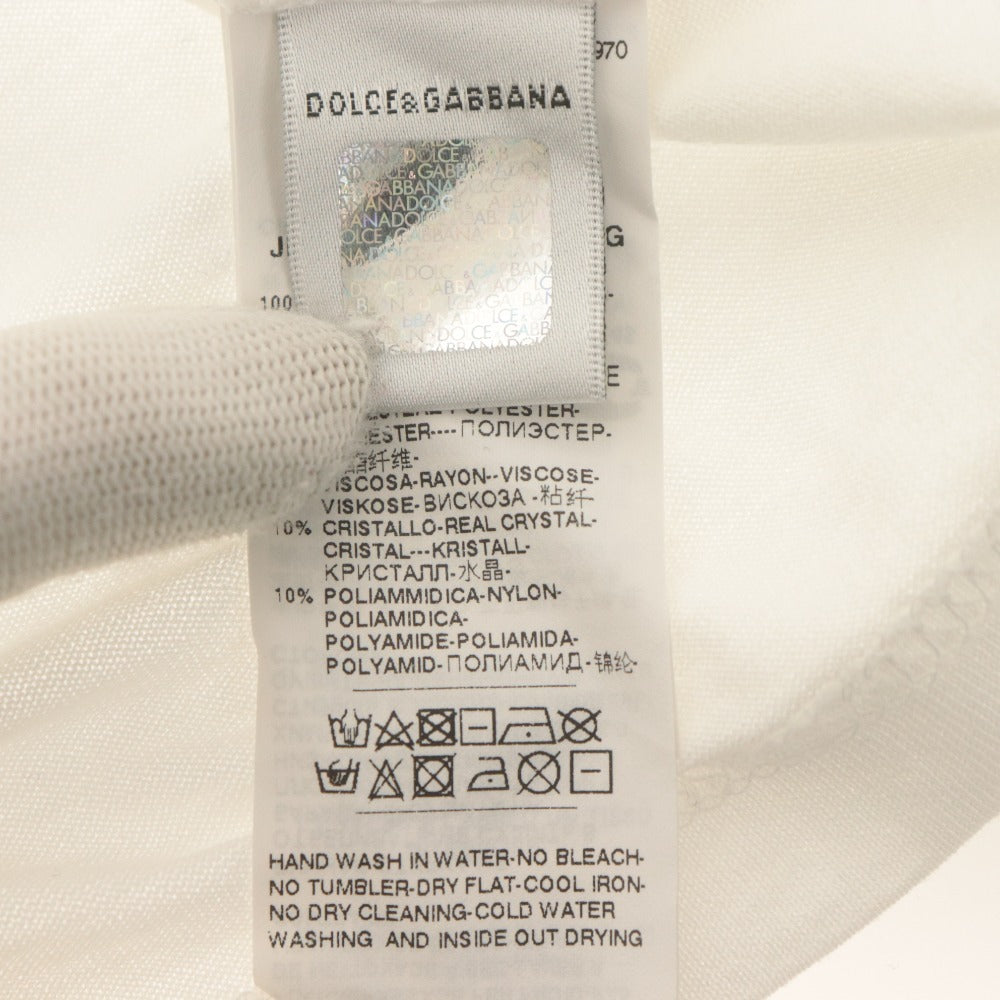 ■ ドルチェアンドガッバーナ DOLCE＆GABBANA Tシャツ トップス プリント ラインストーン キッズ ジュニア 11/12(144-156cm) ホワイト系