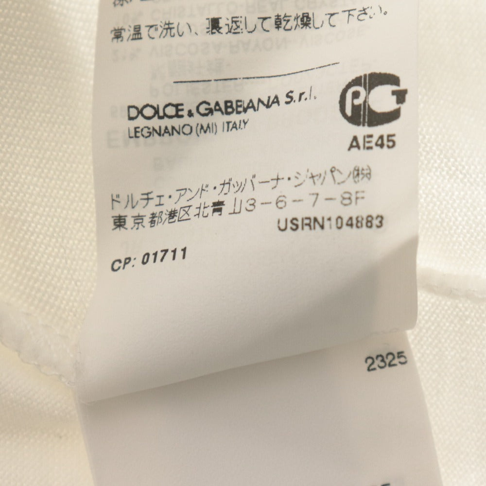 ■ ドルチェアンドガッバーナ DOLCE＆GABBANA Tシャツ トップス プリント ラインストーン キッズ ジュニア 11/12(144-156cm) ホワイト系