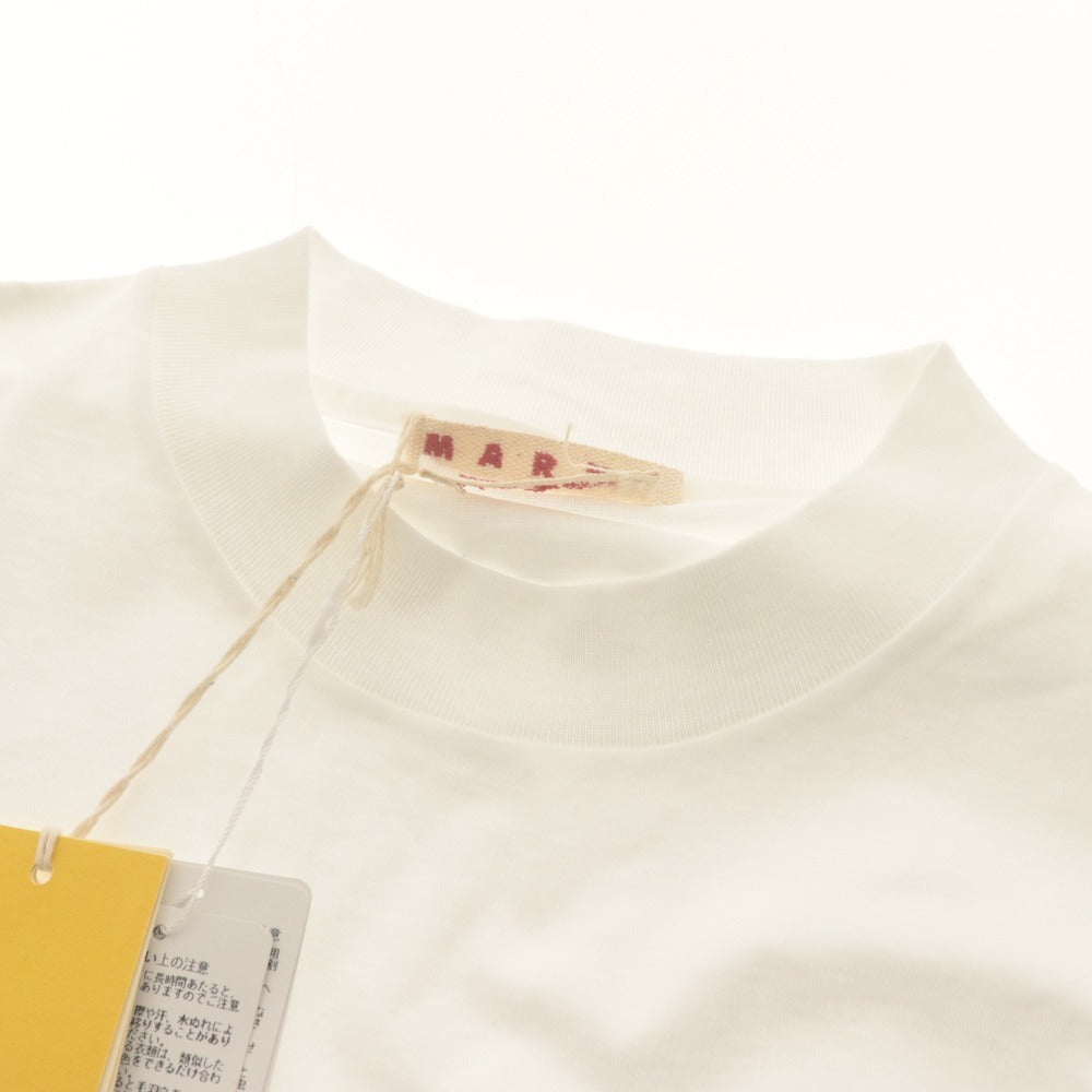 ■ MARNI マルニ Tシャツ カットソー 半袖 トップス クルーネック ロゴ フラワー レディース 48 ホワイト タグ付き 未使用