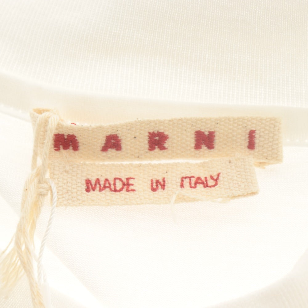 ■ MARNI マルニ Tシャツ カットソー 半袖 トップス クルーネック ロゴ フラワー レディース 48 ホワイト タグ付き 未使用