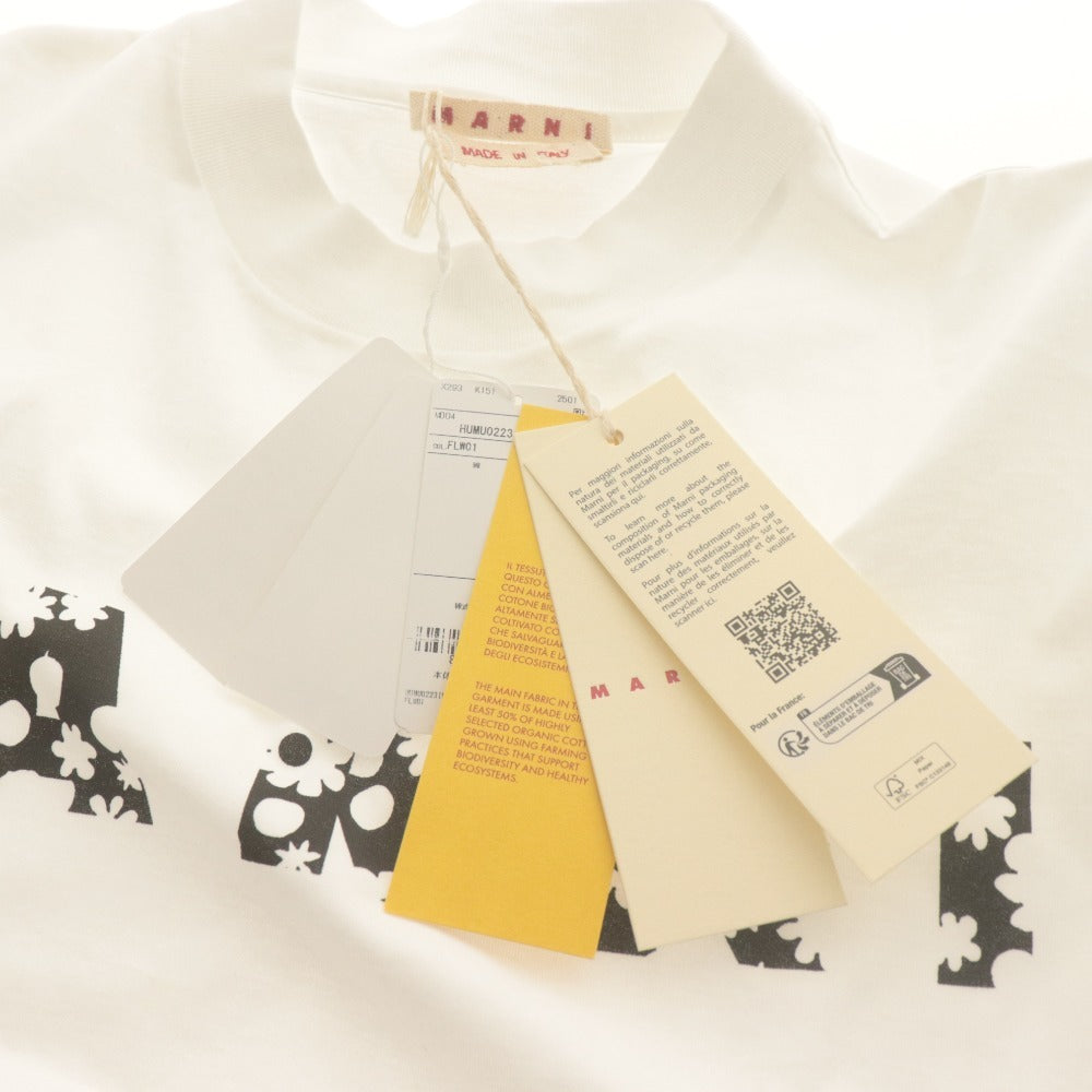 ■ MARNI マルニ Tシャツ カットソー 半袖 トップス クルーネック ロゴ フラワー レディース 48 ホワイト タグ付き 未使用