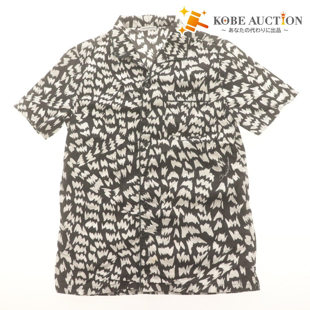 ■ ドルチェアンドガッバーナ シャツ 半袖 トップス 総柄 子供服 キッズ ジュニア 11/12(144-156cm）ホワイト ブラック系