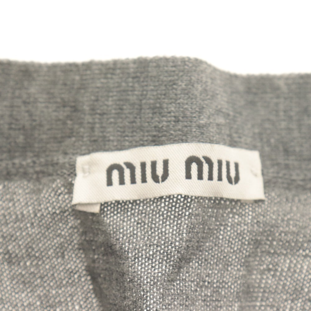 ■ MIUMIU ミュウミュウ カーディガン 長袖 トップス 薄手 ウール混 シルク混 サイドスリット レディース 36 グレー