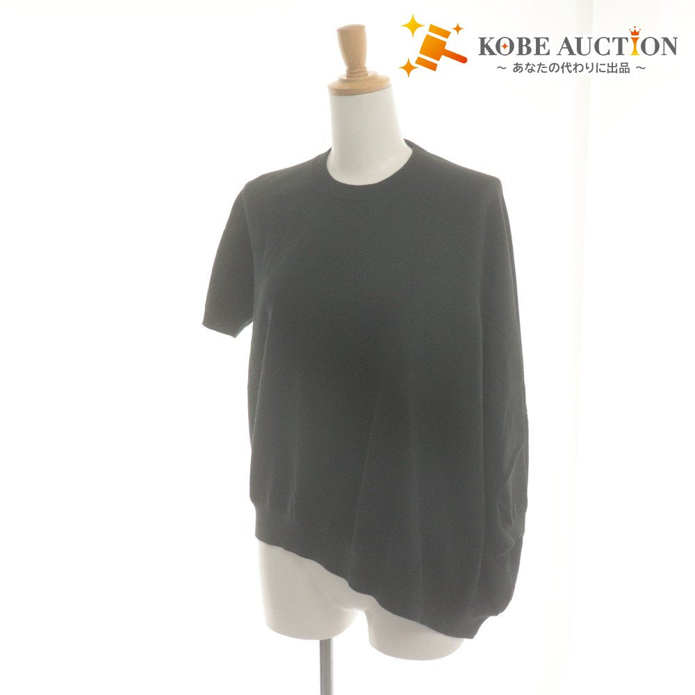 ■ Maison Margiela メゾンマルジェラ セーター 半袖 トップス ヘムニット アシンメトリー カシミヤ混 レディース XS ブラック