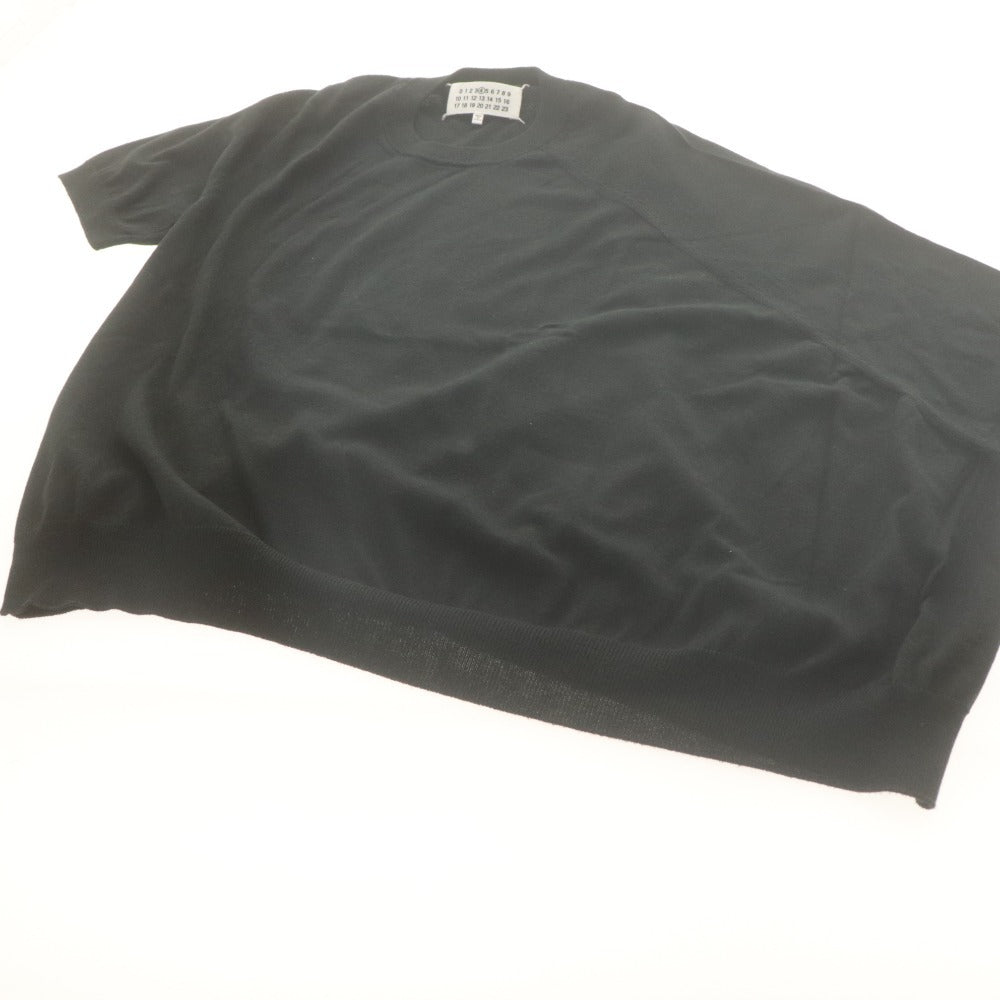 ■ Maison Margiela メゾンマルジェラ セーター 半袖 トップス ヘムニット アシンメトリー カシミヤ混 レディース XS ブラック