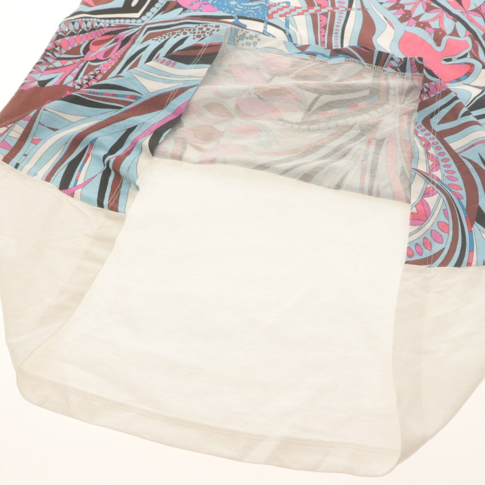 ■ EMILIO PUCCI エミリオプッチ Tシャツ 半袖 トップス プッチ柄 Vネック コットン レディース S ホワイト系