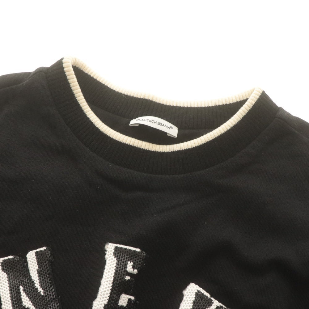 ■ ドルチェアンドガッバーナ DOLCE&GABBANA ワンピース 長袖 スウェット ワッペン 子供服 キッズ ジュニア 9/10(132-143cm）ブラック系