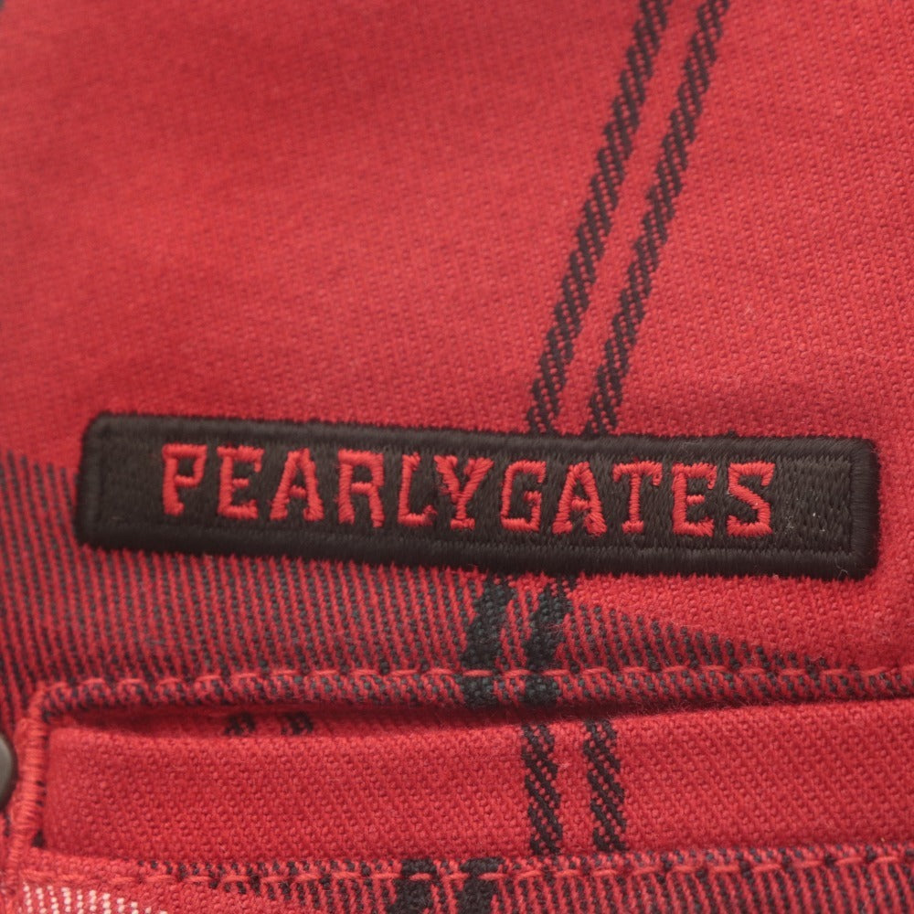 ■ PEARLY GATES パーリーゲイツ パンツ ボトムス チェック ロゴ刺繍 ゴルフ レディース 00 レッド系