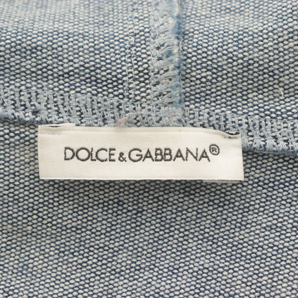 ■ ドルチェアンドガッバーナ DOLCE&GABBANA ジップアップパーカー 長袖 トップス デニム 子供服 キッズ 7/8 (120-131) ライトブルー