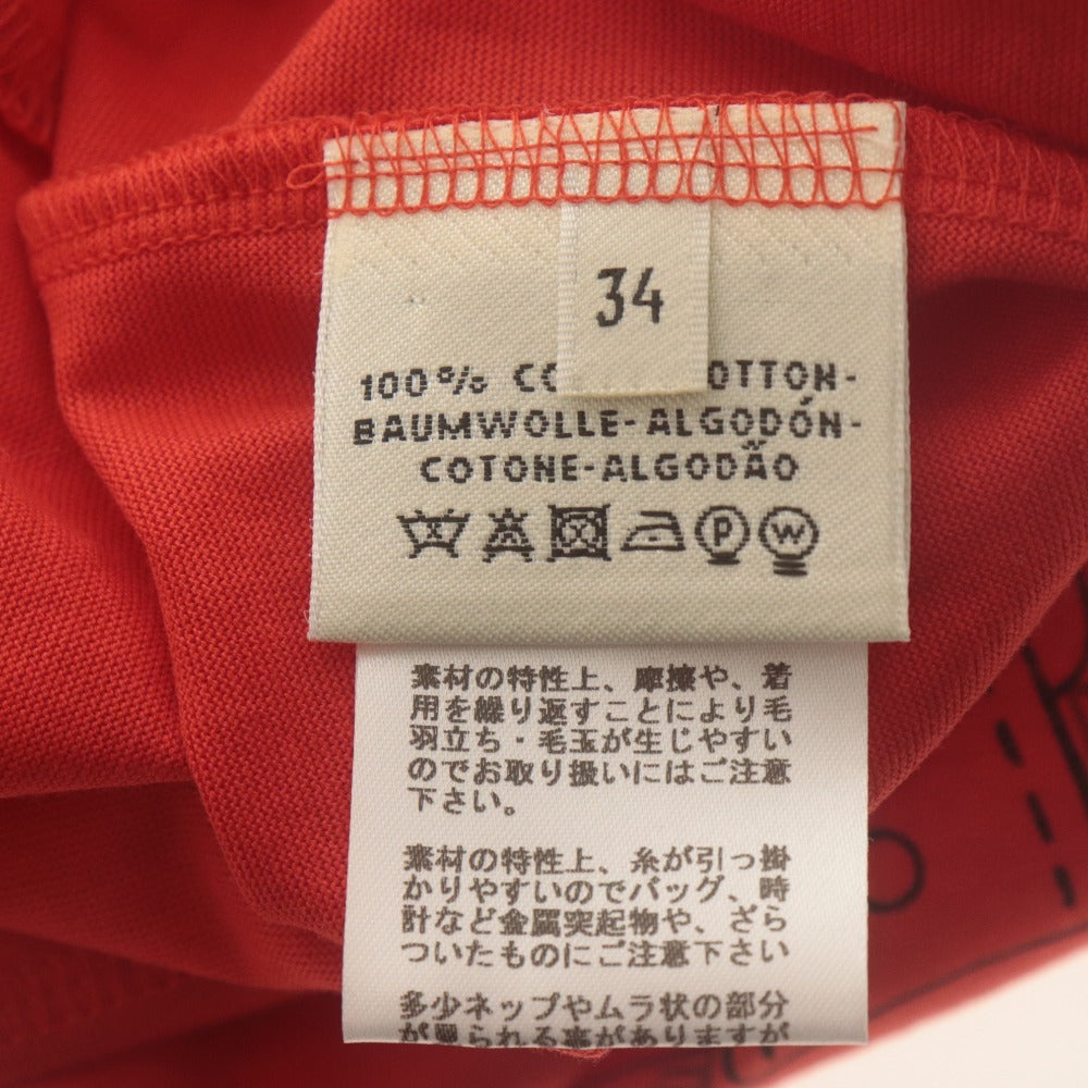 ■ HERMES エルメス Tシャツ ワンピース 半袖 トップス コットン 柄 レディース 34 オレンジ系