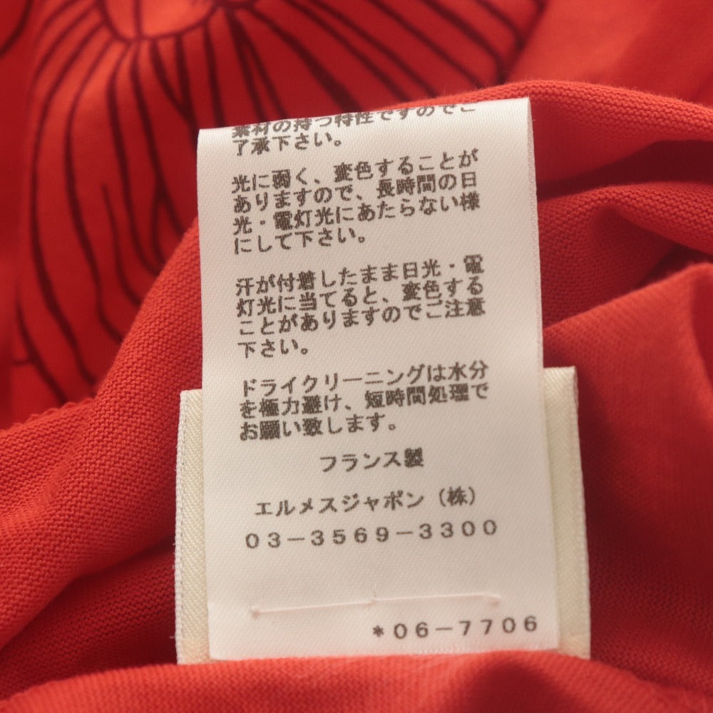 ■ HERMES エルメス Tシャツ ワンピース 半袖 トップス コットン 柄 レディース 34 オレンジ系