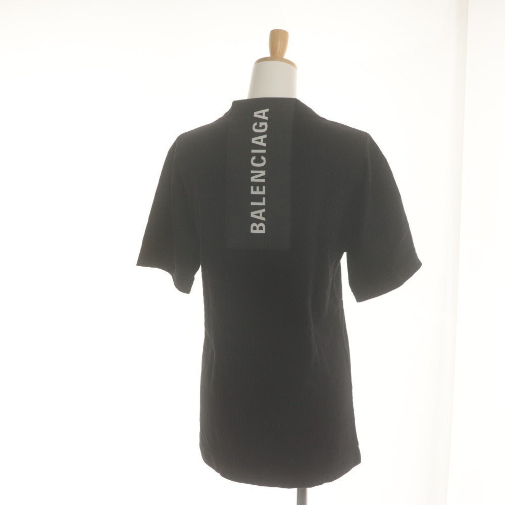 ■ BALENCIAGA バレンシアガ Tシャツ 半袖 トップス クルーネック ロゴ レディース L ブラック