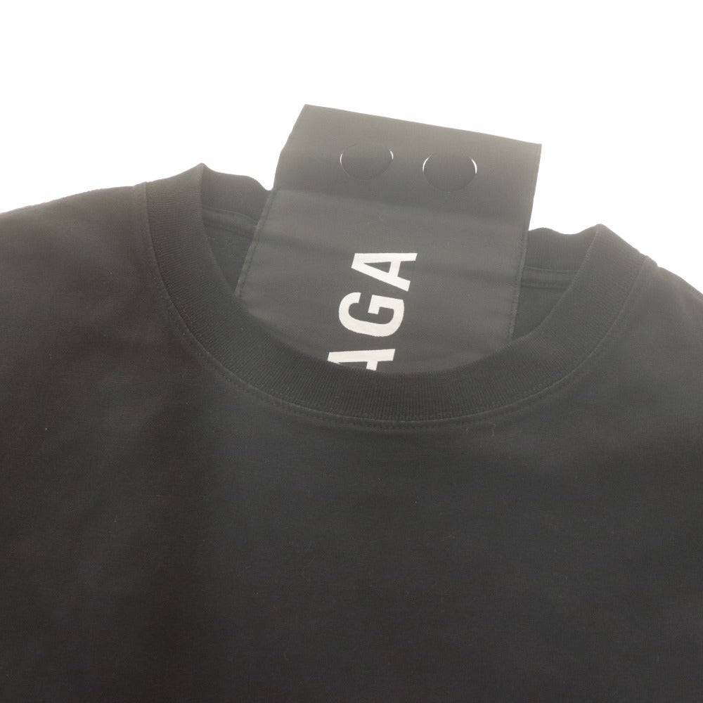 ■ BALENCIAGA バレンシアガ Tシャツ 半袖 トップス クルーネック ロゴ レディース L ブラック