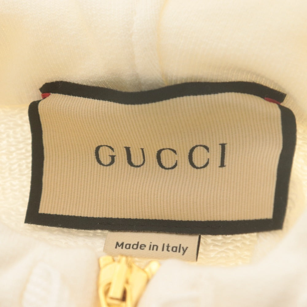 ■ GUCCI グッチ パーカー 長袖 トップス シェリーライン ハーフジップ フード メンズ M ホワイト