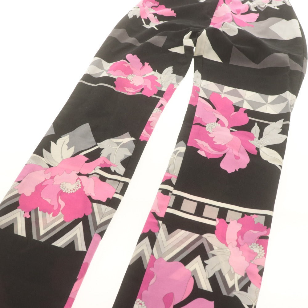 ■ レオナールスポーツ LEONARD SPORT パンツ ボトムス 日本製 花柄 ストレッチ 伸縮性 レディース 38(M相当） ピンク ブラック系