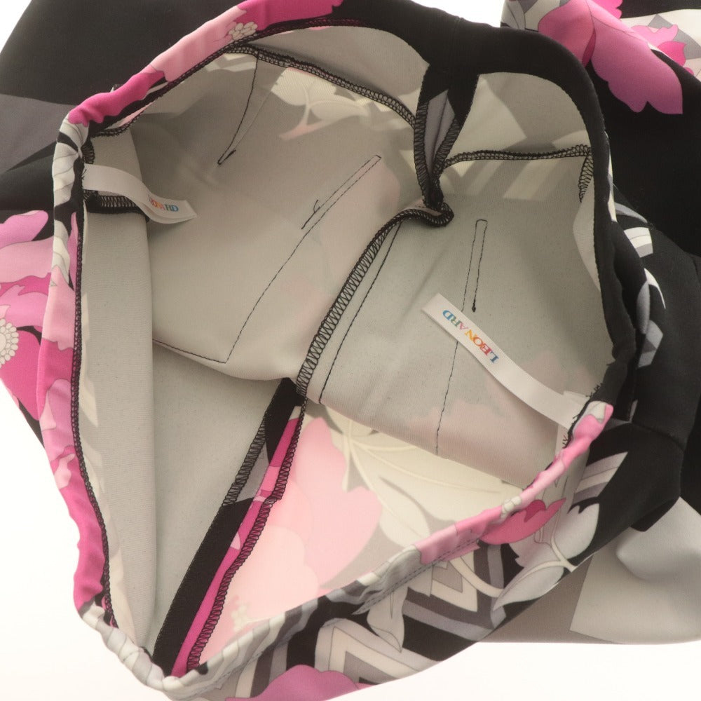 ■ レオナールスポーツ LEONARD SPORT パンツ ボトムス 日本製 花柄 ストレッチ 伸縮性 レディース 38(M相当） ピンク ブラック系