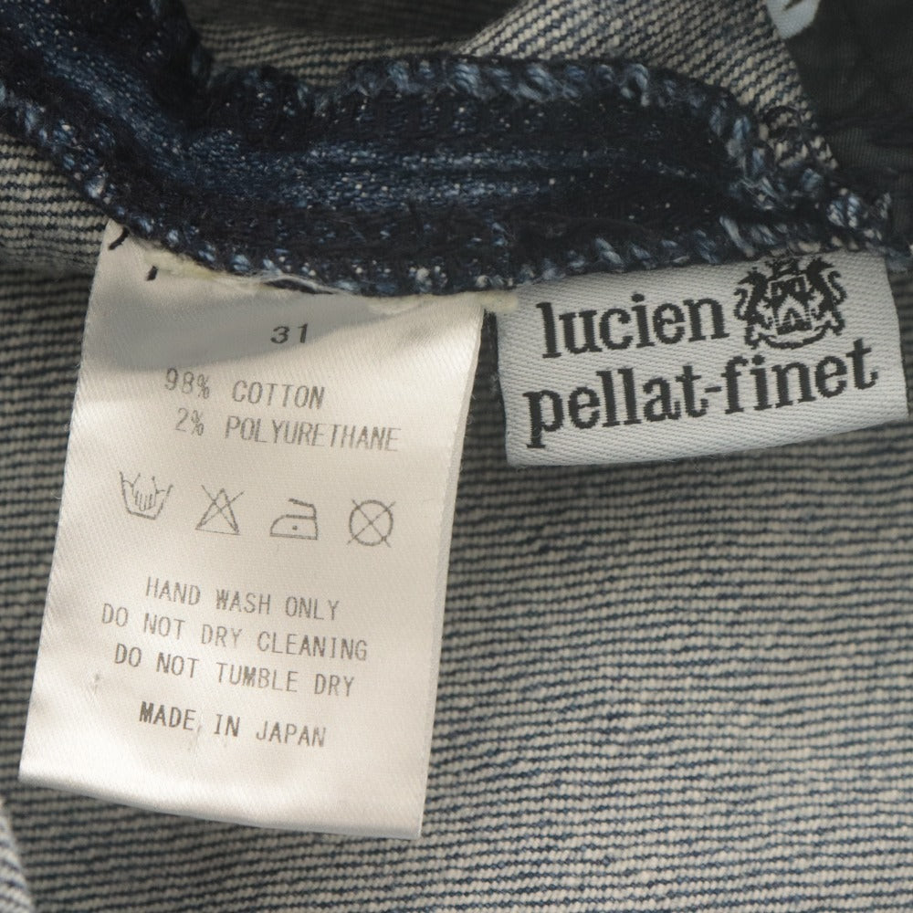 ■ Lucien Pellat-Finet ルシアンペラフィネ ハーフパンツ ボトムス スカル ダメージ デニム ボタンフライ メンズ 31 ブルー