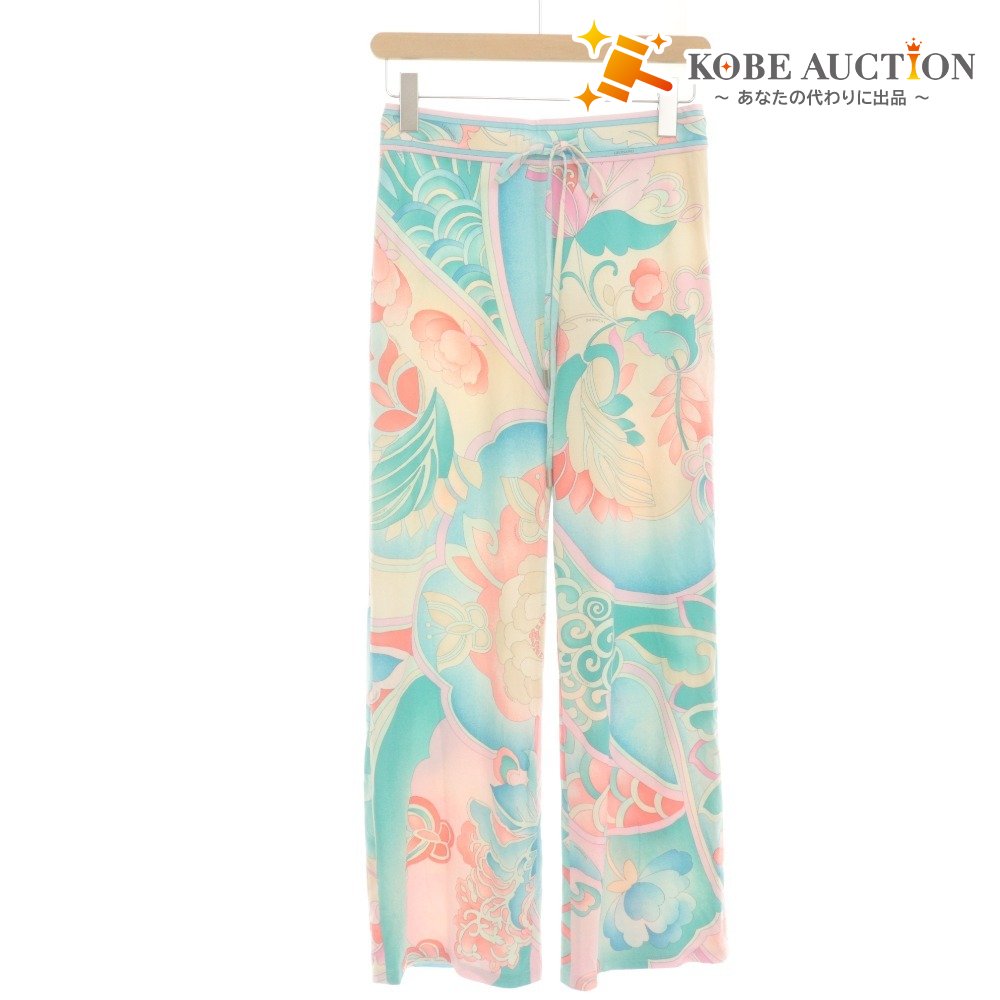 ■ レオナールファッション LEONARD FASHION パンツ ボトムス 花 蝶 ストレッチ レディース38(M相当）マルチカラー 未使用 タグ付き