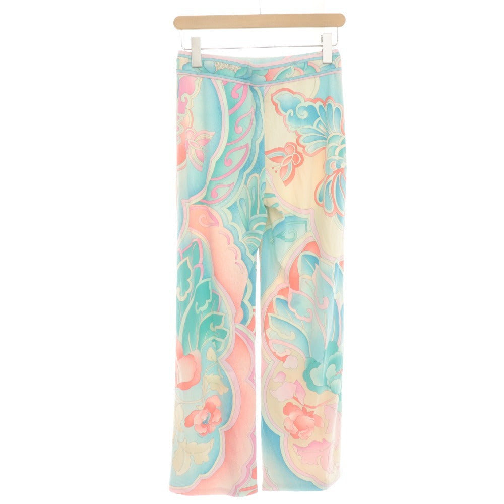 ■ レオナールファッション LEONARD FASHION パンツ ボトムス 花 蝶 ストレッチ レディース38(M相当）マルチカラー 未使用 タグ付き