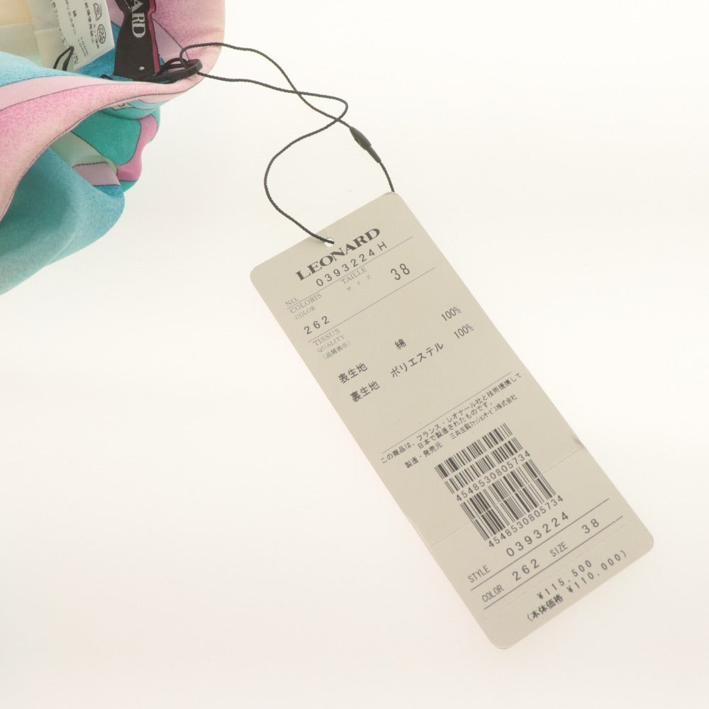 ■ レオナールファッション LEONARD FASHION パンツ ボトムス 花 蝶 ストレッチ レディース38(M相当）マルチカラー 未使用 タグ付き