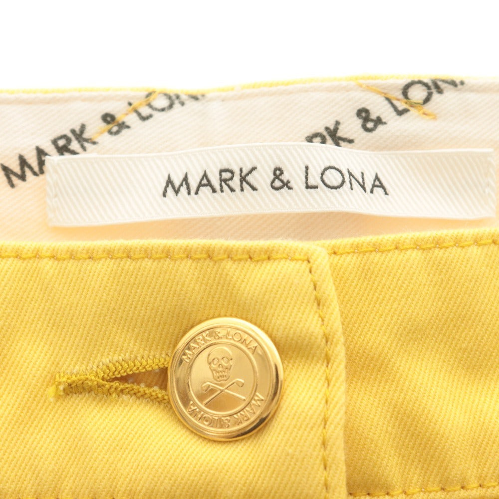 ■ マークアンドロナ MARK&LONA ミニスカート ボトムス スカル ドクロ アニマル 日本製 レディース S イエロー