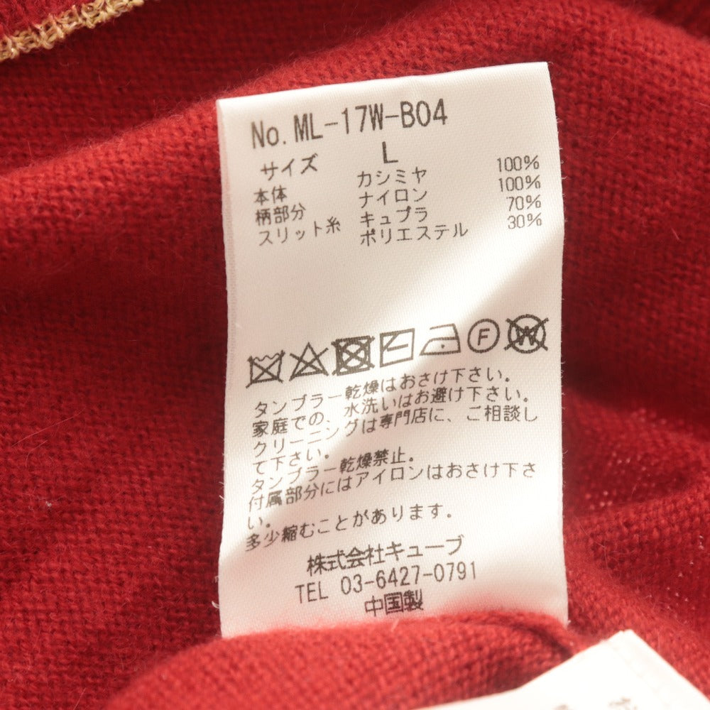 ■ マークアンドロナ MARK&LONA ニット 長袖 トップス カシミヤ セーター スカル ドクロ メンズ L ブラック レッド系