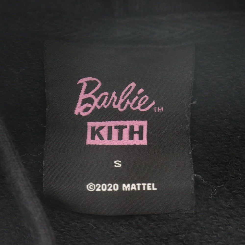 ■ キス バービー KITH Barbie コラボ パーカー フーディー 長袖 トップス 刺繍ロゴ レディース S ブラック