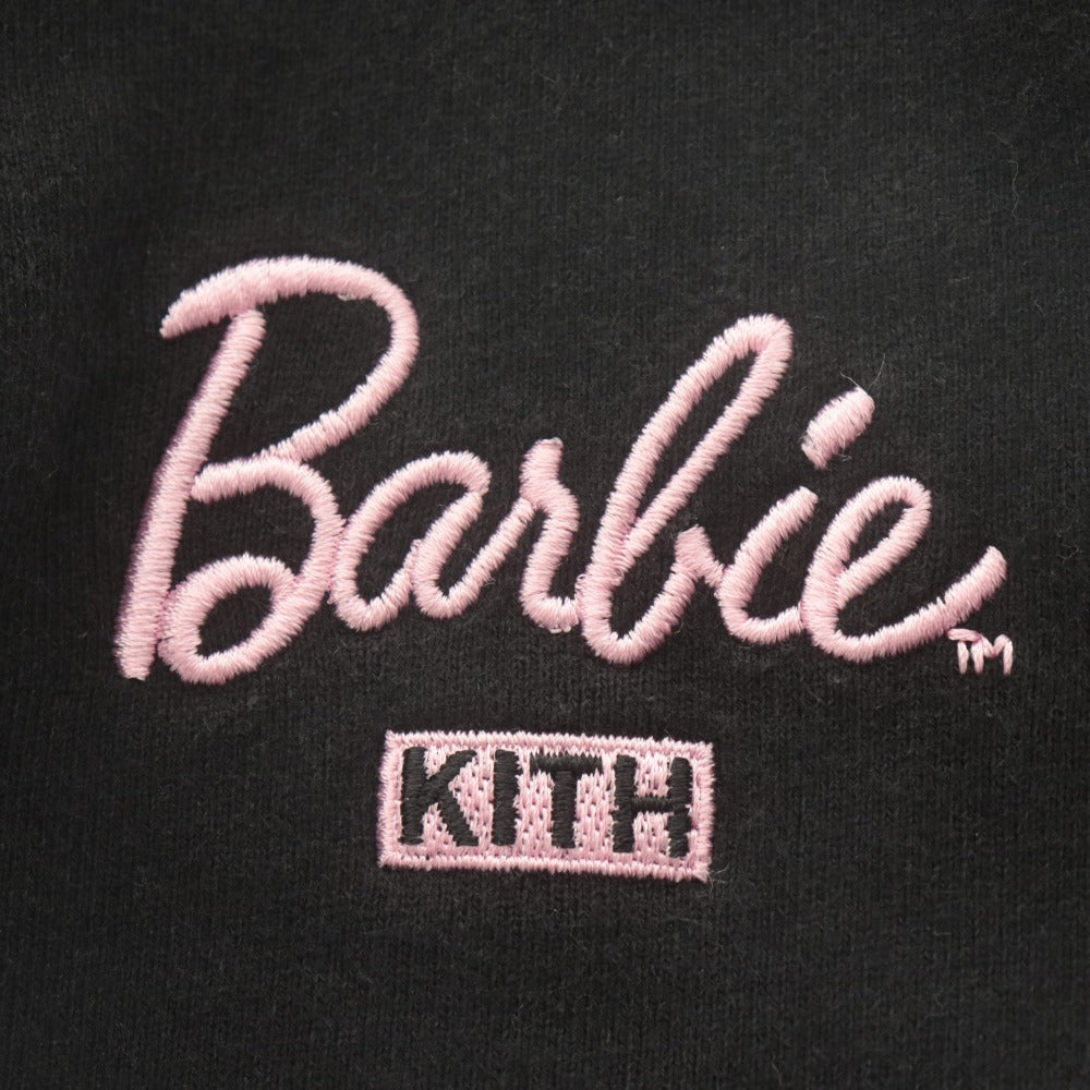 ■ キス バービー KITH Barbie コラボ パーカー フーディー 長袖 トップス 刺繍ロゴ レディース S ブラック