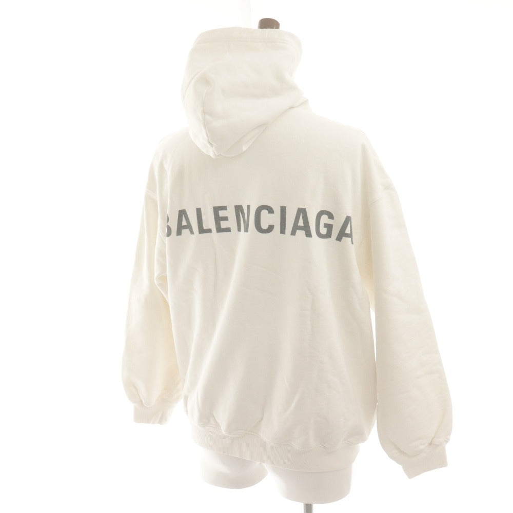 ■ バレンシアガ BALENCIAGA パーカー フーディー 長袖 トップス バックロゴ メンズ M ホワイト系
