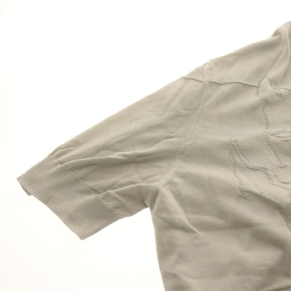 ■ HERMES エルメス 半袖Tシャツ ニット トップス 総柄 綿 イタリア製 レディース メンズ XL カーキグレー