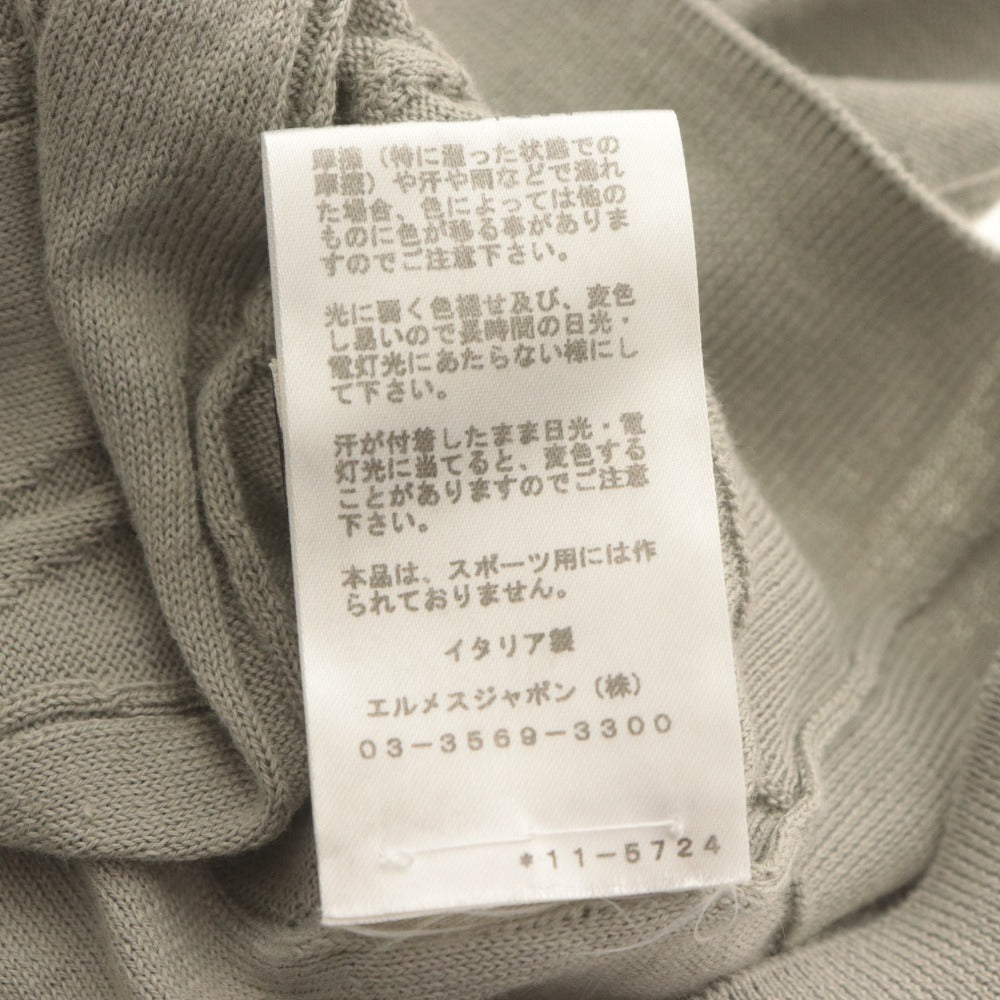 ■ HERMES エルメス 半袖Tシャツ ニット トップス 総柄 綿 イタリア製 レディース メンズ XL カーキグレー