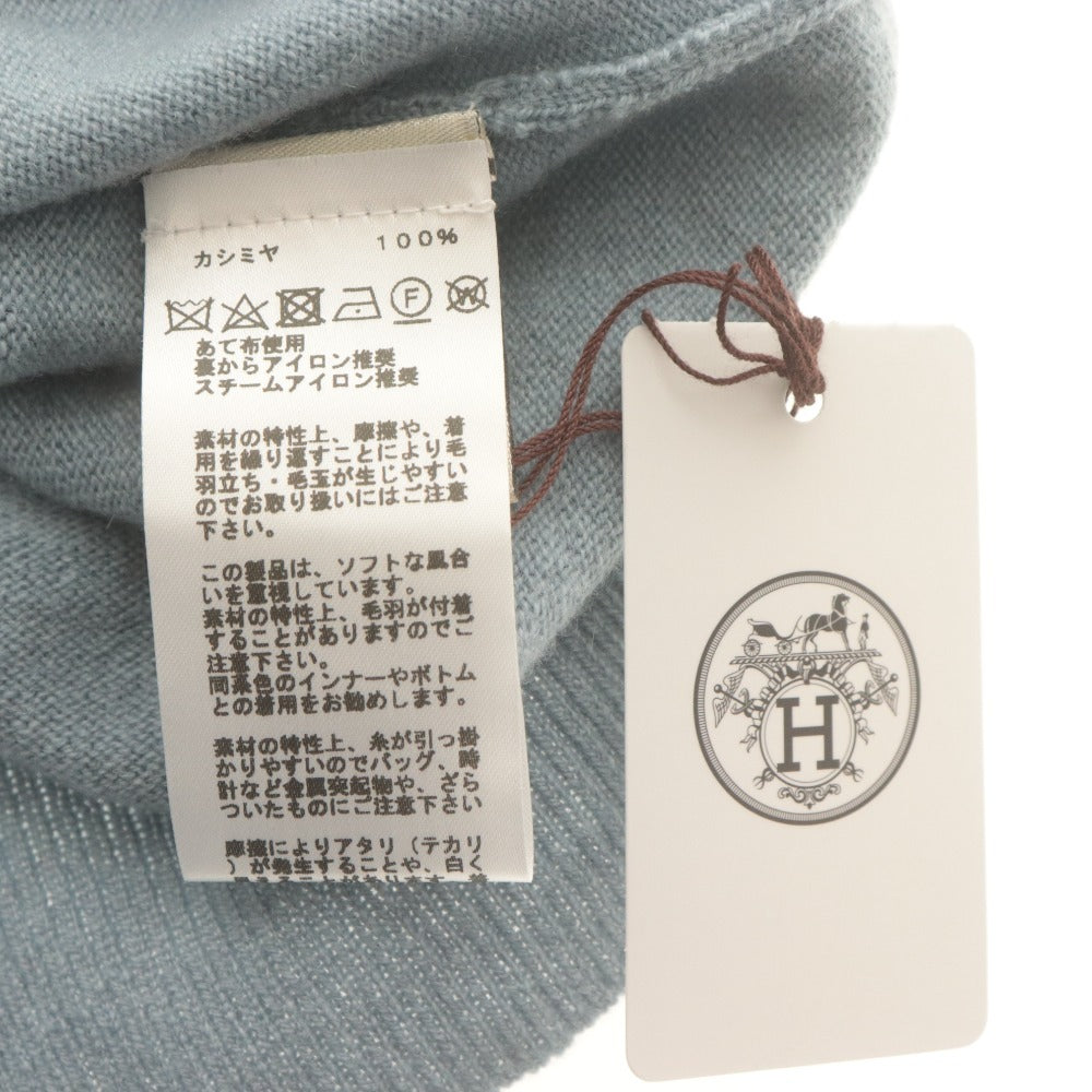 ■ HERMES セーター 長袖 トップス ニット Chess and Shadow 馬 チェス駒 カシミヤ レディース メンズ XXL ブルーグレー系 タグ付き 美品